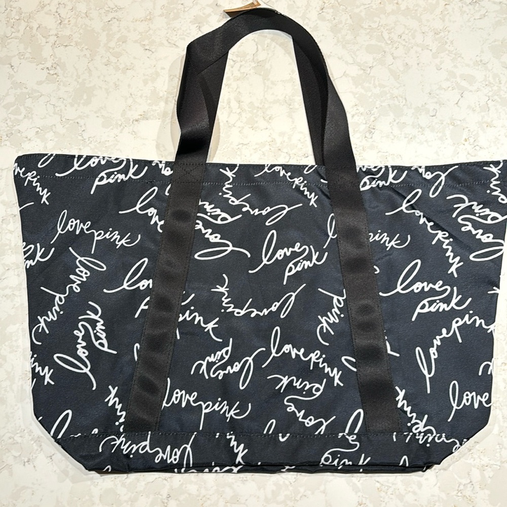 Victoria’s Secret Black Love Pink Canvas Bag